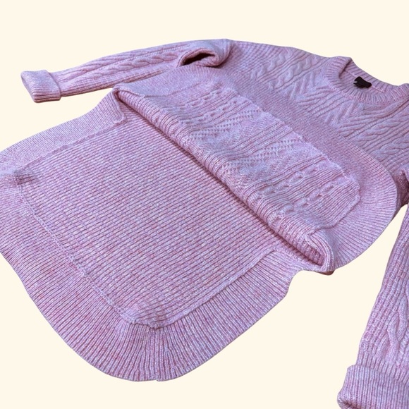 J Crew Cable Knit Tunic Sweater Cashmere Mohair Womens Size S Pink Oversized - Picture 11 of 14